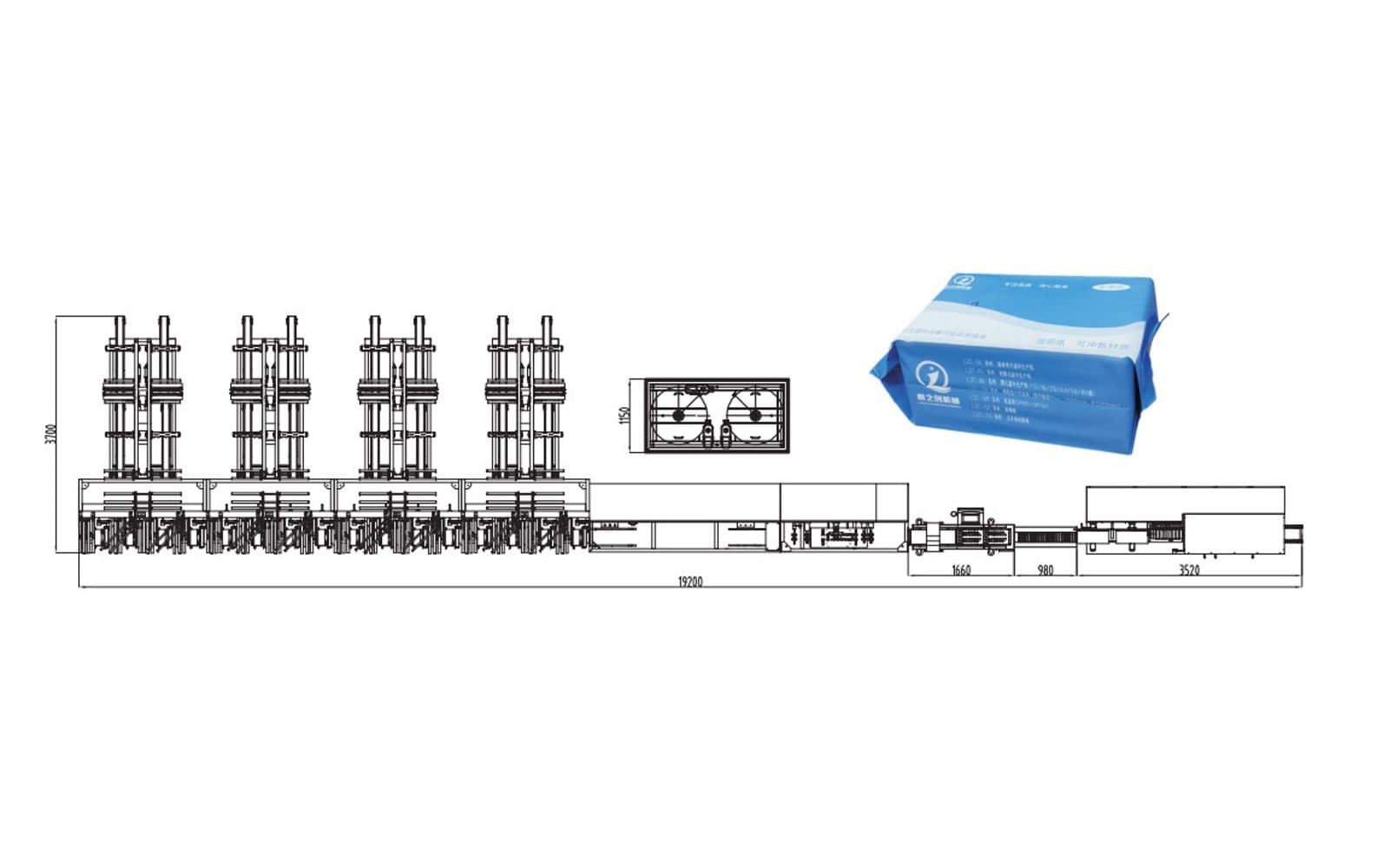 LZC-WFTG60B Cube Pack Baby Wipes Production Line